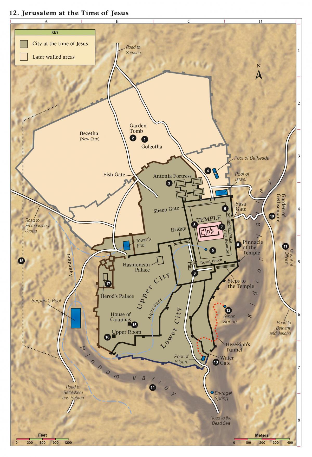 mapa bíblico de Jerusalém
