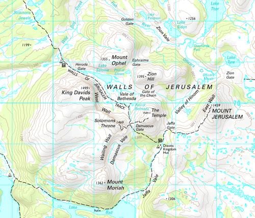muros de Jerusalém mapa do parque nacional