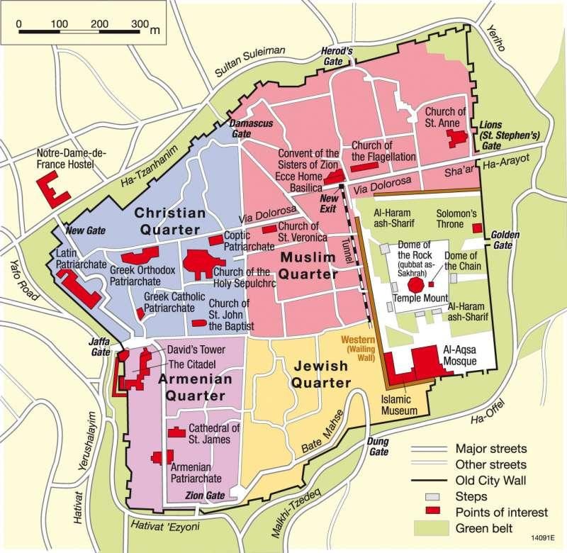 quatro cantos de Jerusalém mapa