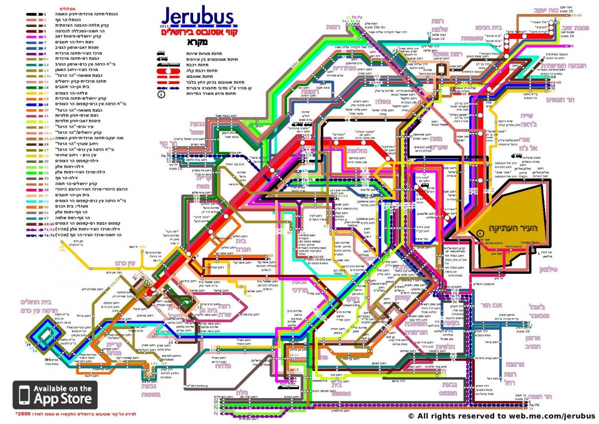 mapa de ônibus de Jerusalém