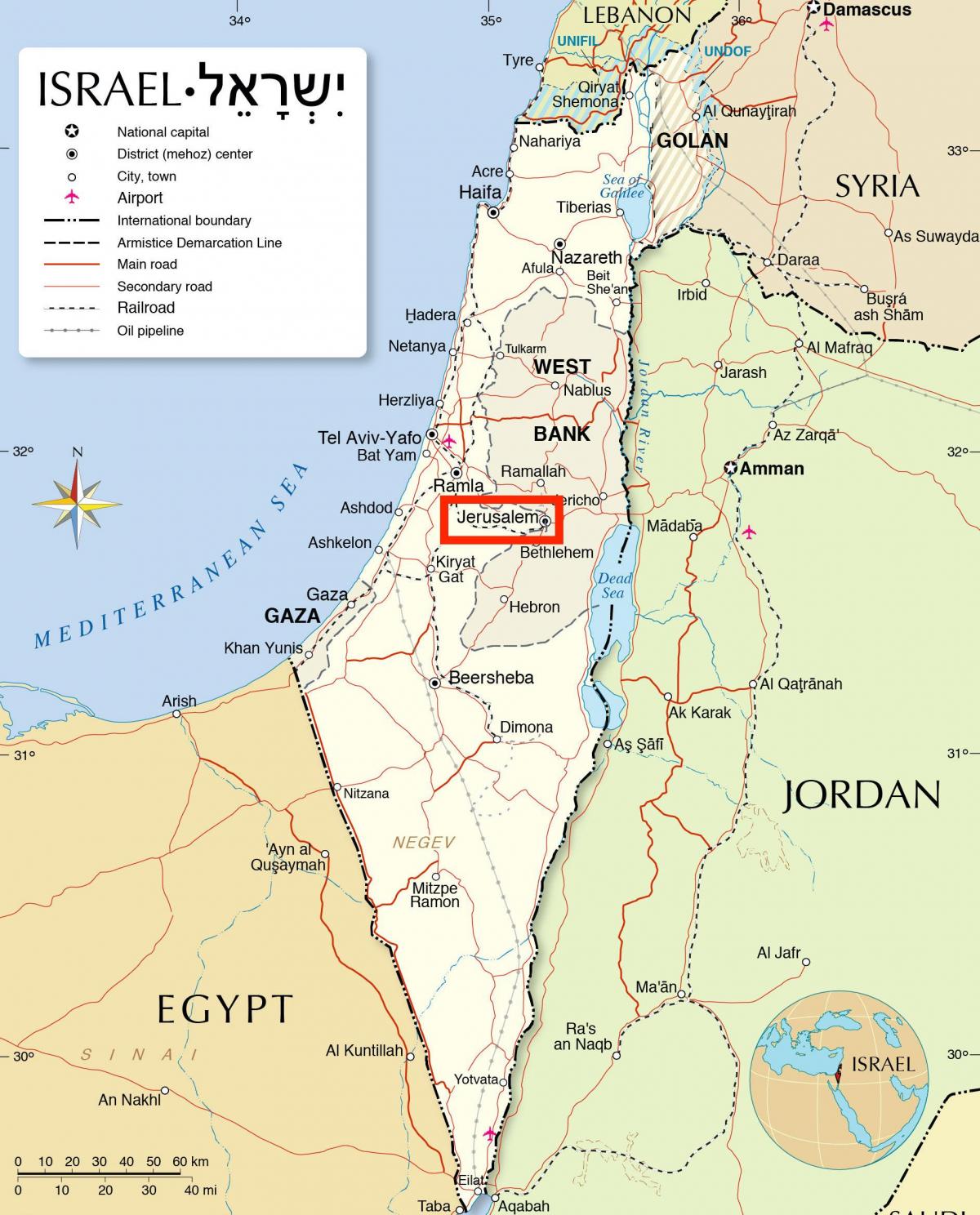 mapa de Jerusalém país