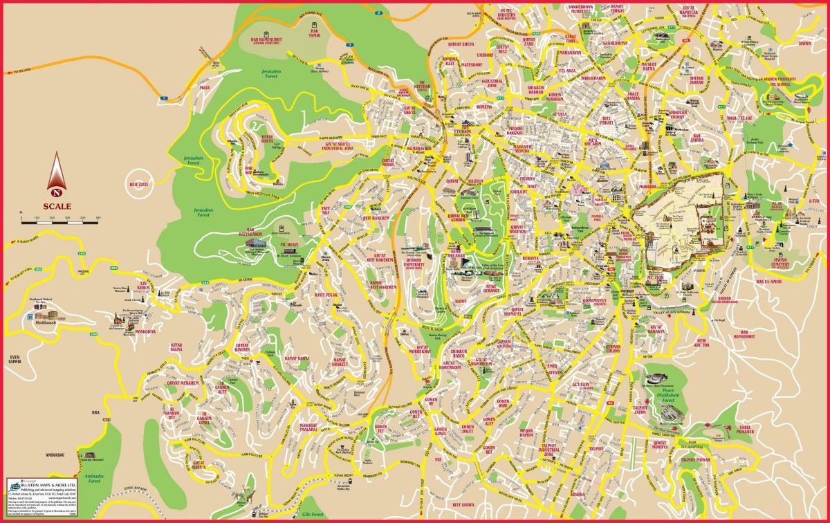 mapa turístico de Jerusalém