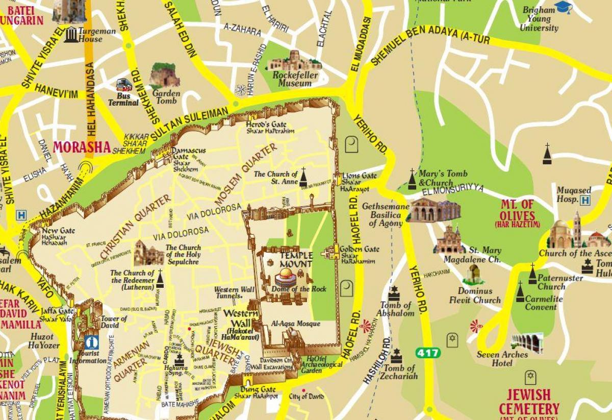 mapa do monte das oliveiras, Jerusalém