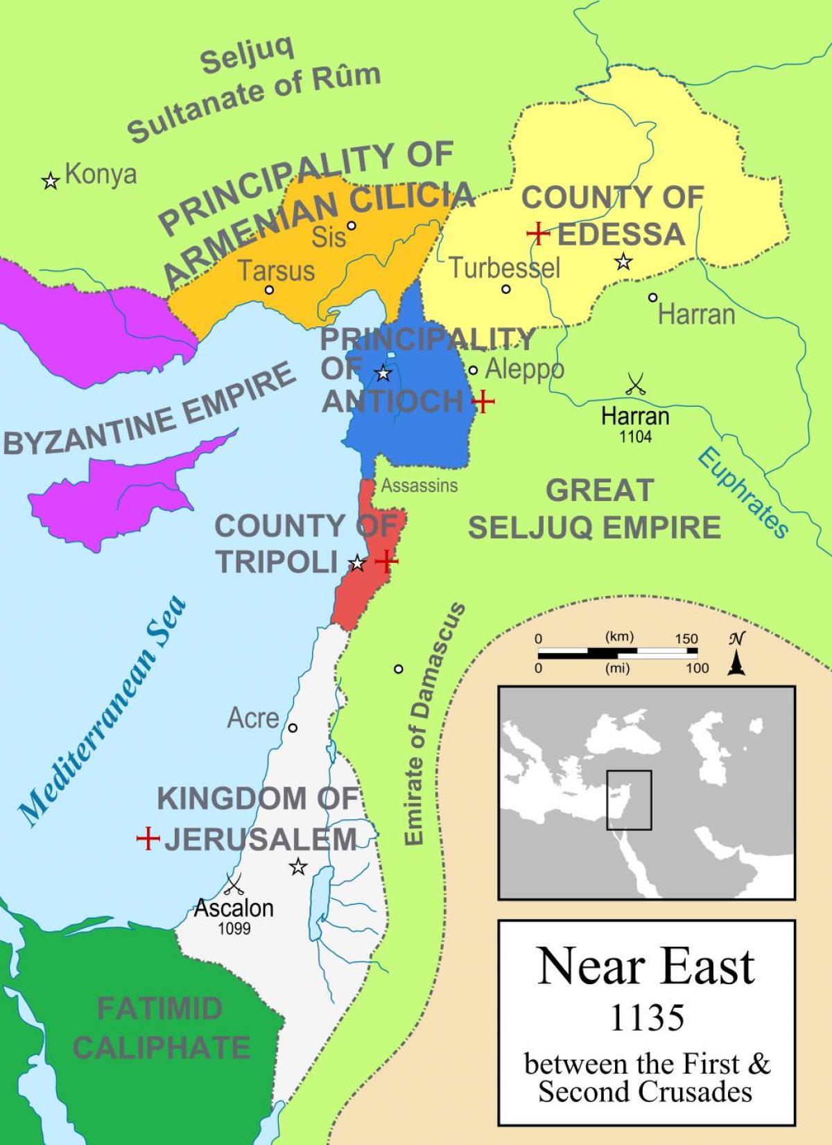 mapa do Reino de Jerusalém