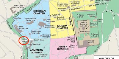Mapa de Jaffa gate em Jerusalém