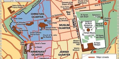 Mapa de Jerusalém, a uma curta turnê