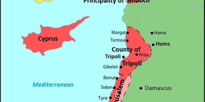 Mapa da terra Santa durante as cruzadas